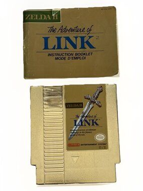 Zelda II: The Adventure of Link (Nintendo NES, 1988) Gold Game + Manual